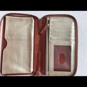 Gold Hobo Zip Wristlet Wallet